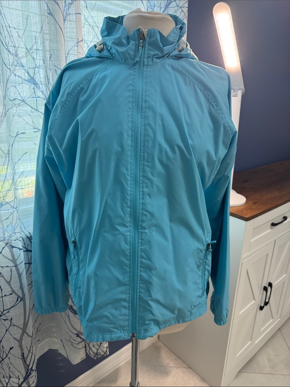 L.L. Bean Light Blue Hooded Raincoat